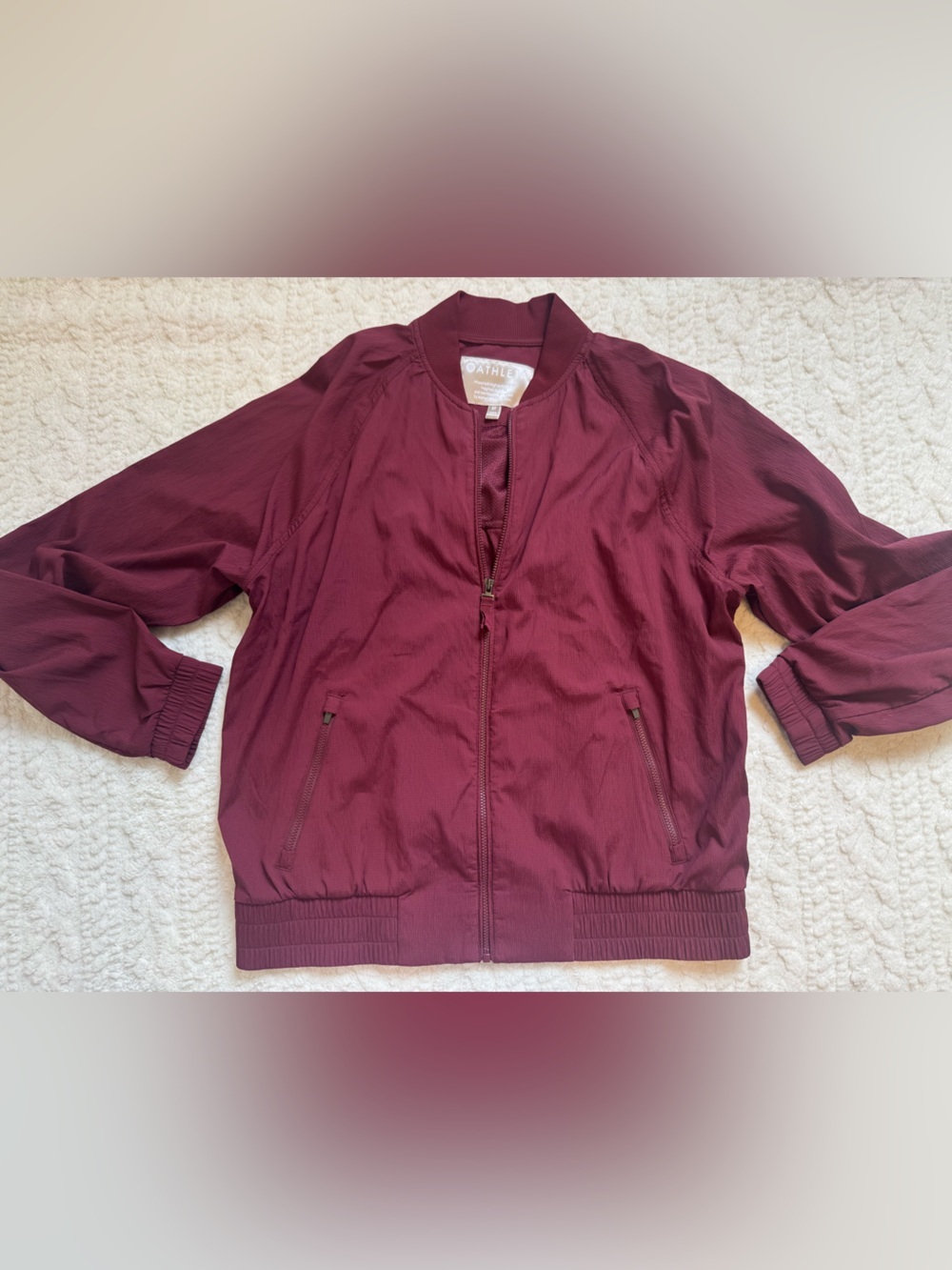 Athleta Wine Red Lightweight Bomber Jacket size ST windbreaker